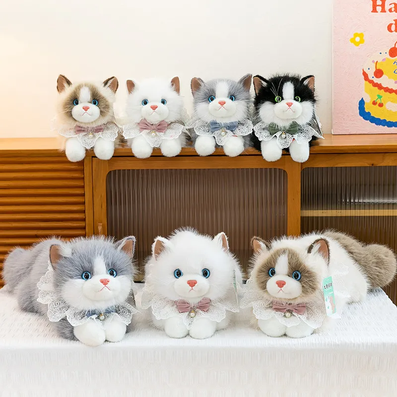 Cute Ragdoll Cat Plush Toy – Lifelike Stuffed Animal Doll, Lucky Fortune Cat Plush for Girls, Soft Adorable Birthday Gift for Her
